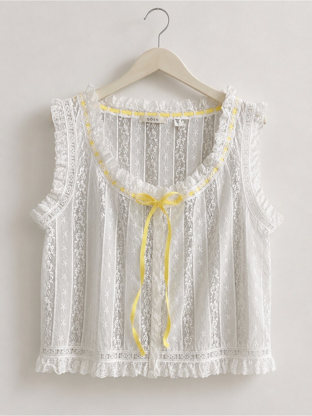 Doen Vetiver Organic Cotton Voile Top Salt, S M - Picture 6 of 8